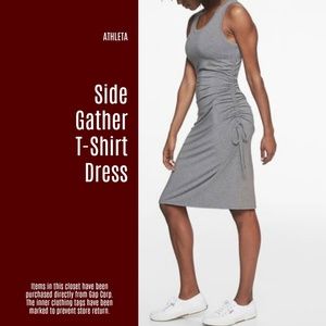 NWT ATHLETA Side Gather T-shirt Dress Grey (K4)